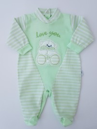 Picture baby footie love you stripes. Colour pistacchio green, size 3-6 months