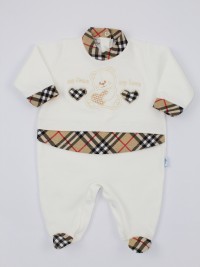 Image cotton baby footie interlock my heart my love. Colour creamy white, size 0-1 month