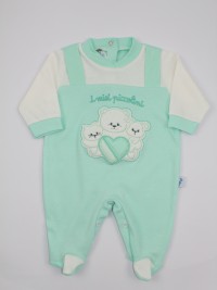 Image cotton baby footie interlock my little ones. Colour green, size 0-1 month