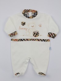 Image cotton baby footie interlock honey. Colour creamy white, size 0-1 month
