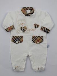 Image cotton baby footie jersey baby bear here I am. Colour creamy white, size 3-6 months