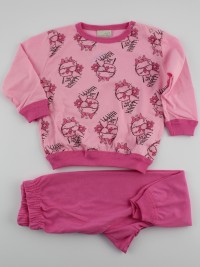Baby image footie pajamas jersey buffette with glasses. Colour coral pink, size 9-12 months
