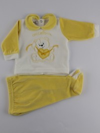Picture baby footie outfit chenille pamper me. Colour yellow, size 1-3 months