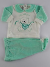 Picture baby footie outfit chenille pamper me. Colour green, size 0-1 month