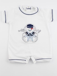 Image baby footie romper navy. Colour white, size 1-3 months