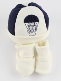 Image hat and cotton parachute shoes. Colour blue, one size