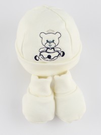 Image hat and shoes cotton ballerina. Colour blue, one size