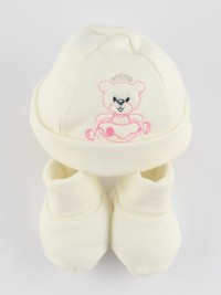 Image hat and shoes cotton ballerina. Colour pink, one size