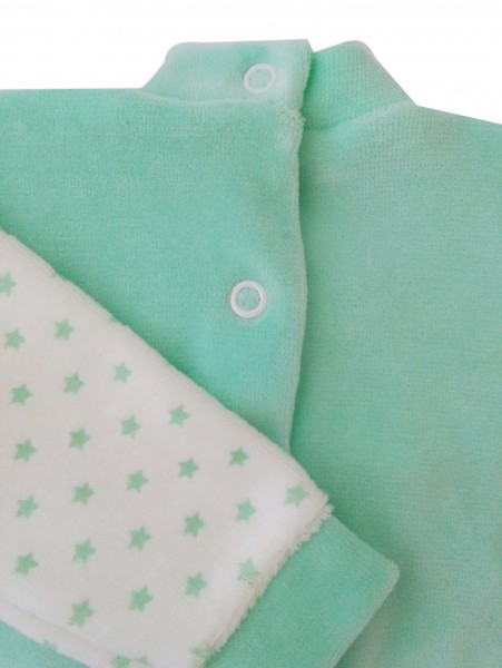 Picture baby footie in chenille baby bear and rainbow. Colour green, size 0-1 month 3