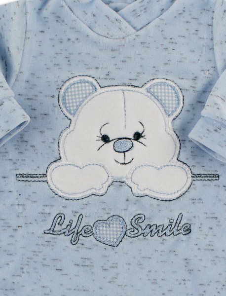 Image baby footie chenille life smile. Colour light blue, size 0-1 month 2