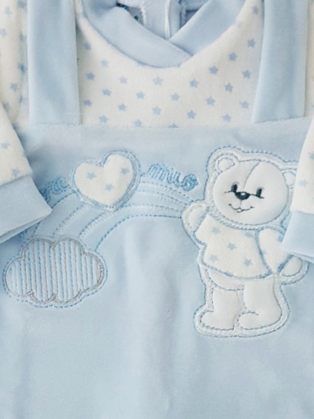 Picture baby footie in chenille baby bear and rainbow. Colour light blue, size 1-3 months 2