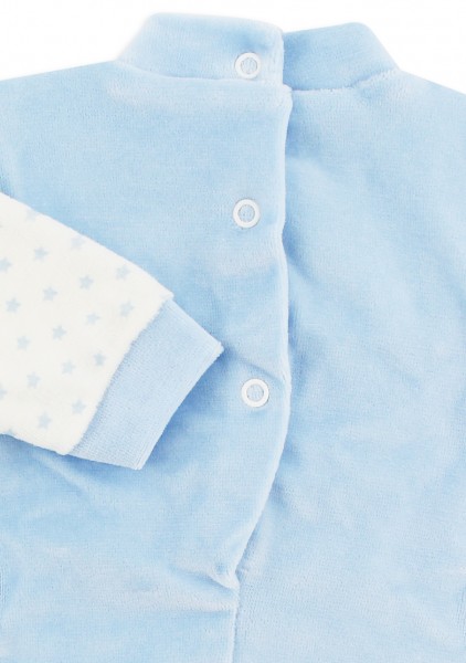 Picture baby footie in chenille baby bear and rainbow. Colour light blue, size 1-3 months 3