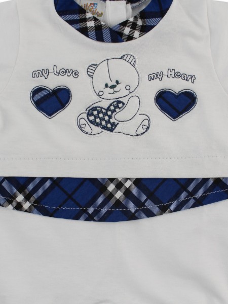 Image baby footie romper my love my heart. Colour blue, size 6-9 months 3