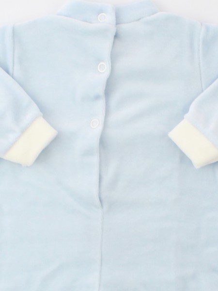 Picture baby footie chenille tender little dogs. Colour light blue, size 1-3 months 3