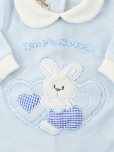 Picture baby footie chenille tender hearts. Colour light blue, size 0-1 month 2