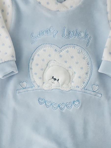 Chenille baby footie baby bear sweety lovely image of. Colour light blue, size 00 3