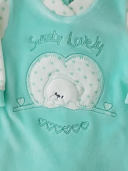 Chenille baby footie baby bear sweety lovely image of. Colour green, size 00 2