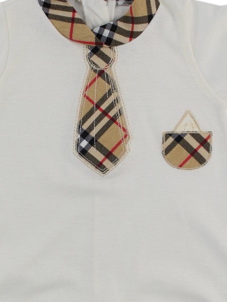 Picture baby footie straw necktie tie. Colour creamy white, size 6-9 months 2