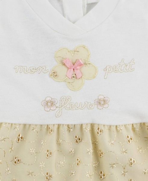 Image baby footie romper mon petit fleur. Colour creamy white, size 3-6 months 2