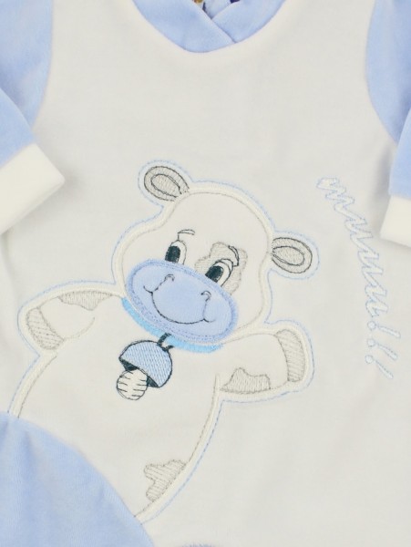 baby footie chenille cow cow. Colour light blue, size 3-6 months 2