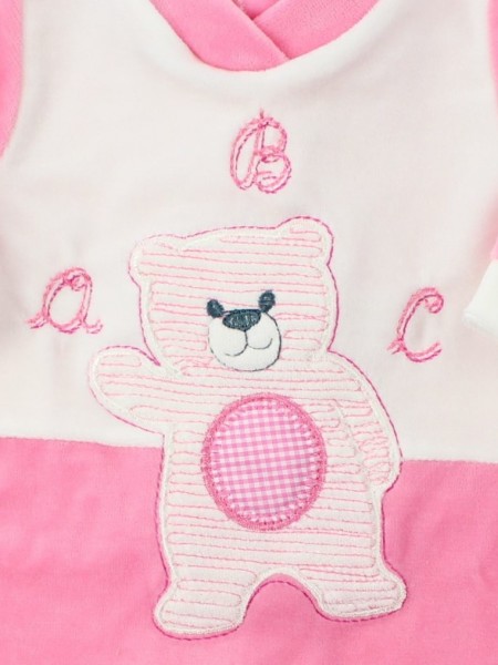 Picture baby footie chenille baby bear a b c. Colour coral pink, size 0-1 month 2