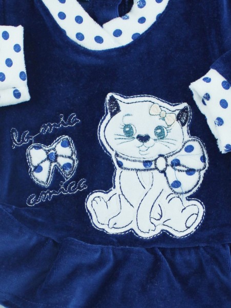 baby footie outfit in chenille kitten friend. Colour blue, size 00 2