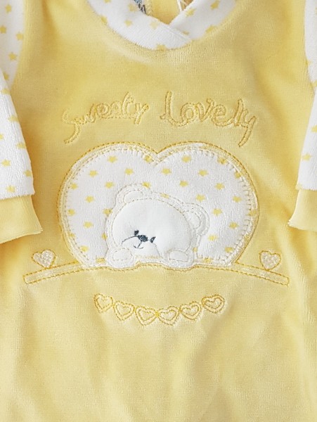 Chenille baby footie baby bear sweety lovely image of. Colour yellow, size 00 2