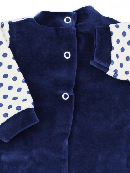 Chenille baby footie image l\'bear and polka dots. Colour blue, size 6-9 months 3