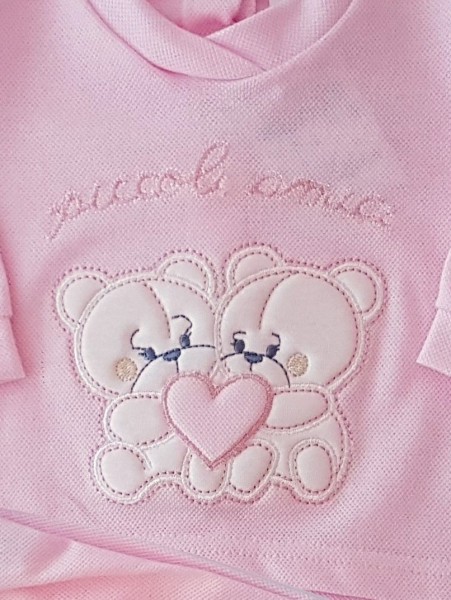 baby footie outfit clinic in pique little friends. Colour pink, size 3-6 months 2