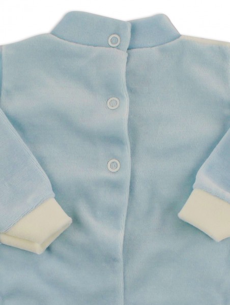 baby footie chenille super friend. Colour light blue, size first days 3