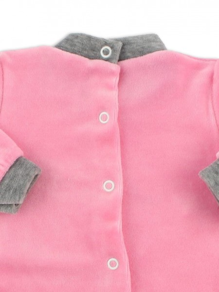 baby footie outfit in chenille winter time. Colour coral pink, size 0-1 month 3