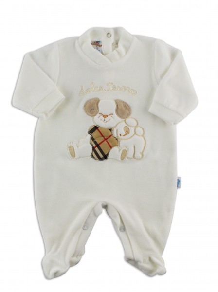 Image baby footie chenille Scottish puppies. Colour creamy white, size 1-3 months 3