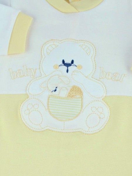 cotton baby footie interlock baby bear. Colour yellow, size 9-12 months 2