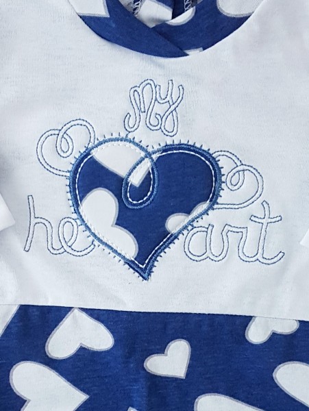 Image cotton baby footie jersey my heart. Colour blue, size 6-9 months 2