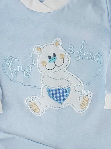 baby footie outfit in very soft cotton. Colour light blue, size 0-1 month 2