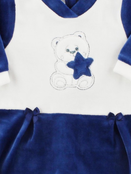 baby footie in chenille baby bear and star. Colour blue, size 1-3 months 2