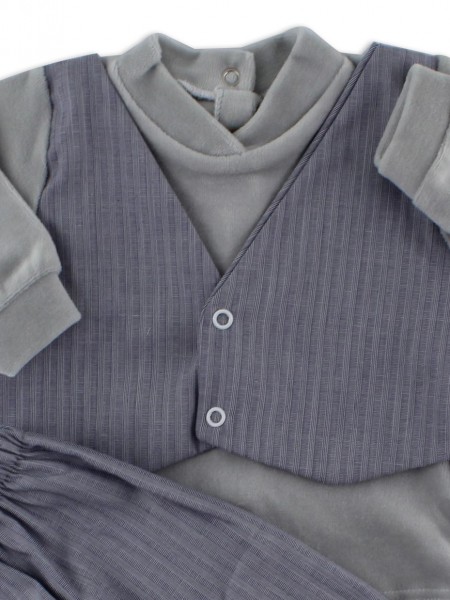 baby footie chenille outfit fabric vest. Colour grey, size 6-9 months 2