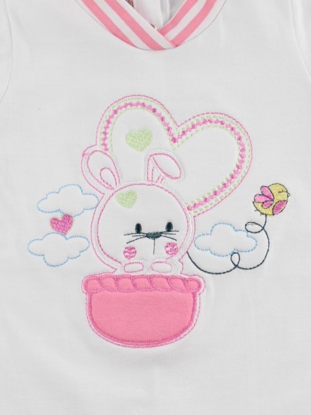 Baby Bunny Romper. Colour coral pink, size 3-6 months 2