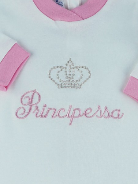 baby footie interlock little cream princes. Colour pink, size 6-9 months 2