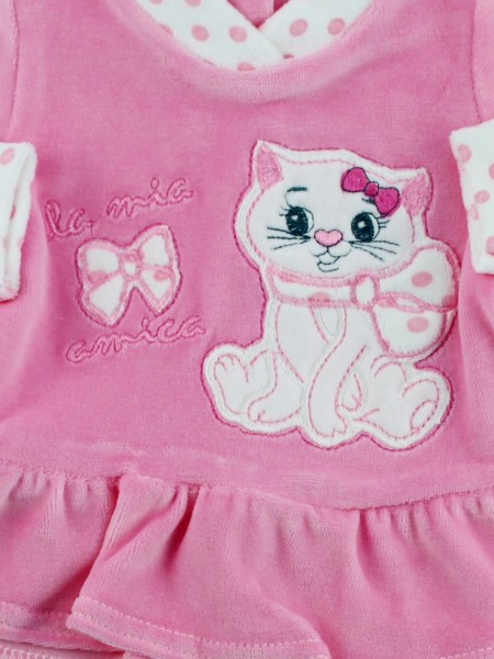 Picture baby footie outfit in chenille kitten friend. Colour coral pink, size 1-3 months 2