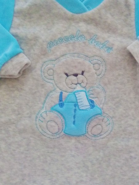 Chenille baby footie baby footie image baby bear small baby. Colour turquoise, size 1-3 months 2