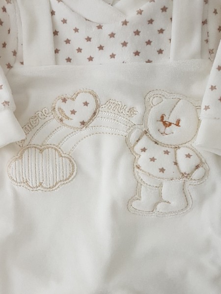 Picture baby footie in chenille baby bear and rainbow. Colour creamy white, size 0-1 month 2