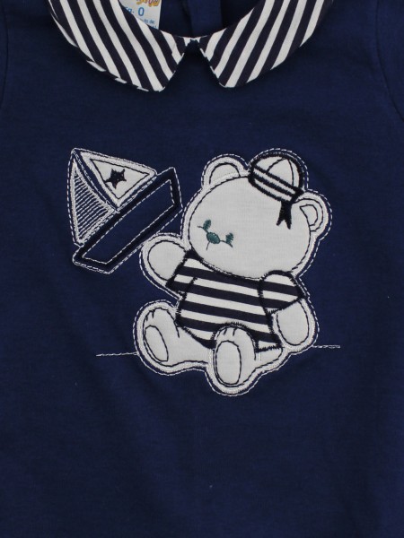 Image baby footie romper boat. Colour blue, size 0-1 month 3