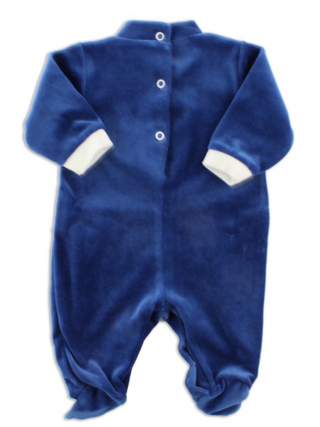 baby footie in chenille baby bear and star. Colour blue, size 1-3 months 3