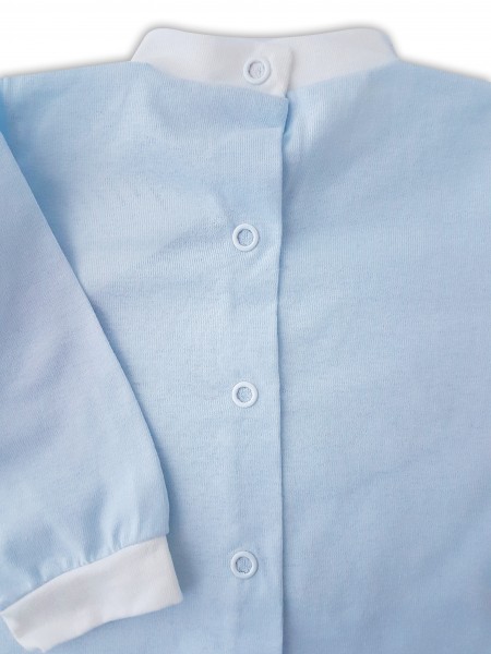 baby footie outfit in very soft cotton. Colour light blue, size 0-1 month 3