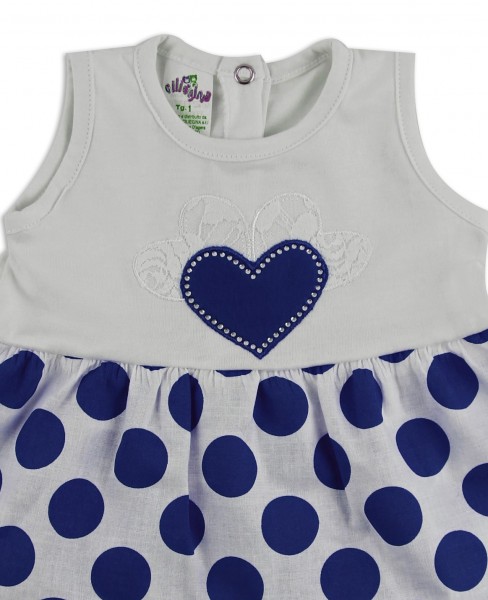 baby footie cotton heart and polka dots vest. Colour blue, size 0-1 month 2