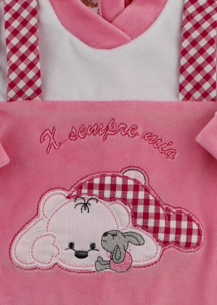 baby footie chenille x always mine. Colour coral pink, size 00 2