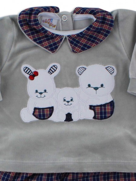 Picture baby footie outfit in chenille friends in partying. Colour grey, size 6-9 months 2