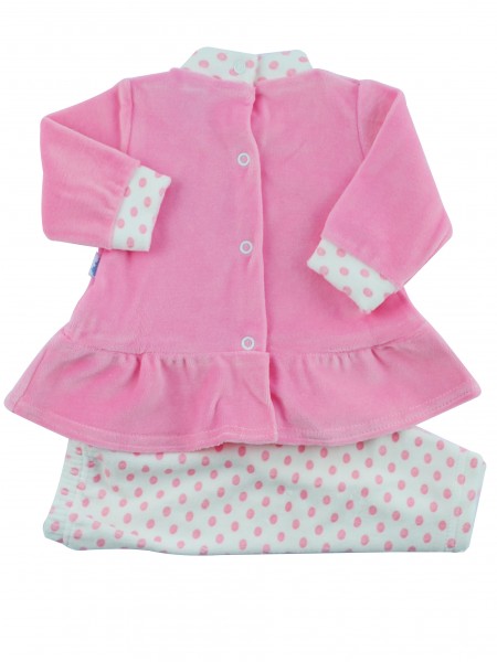 Picture baby footie outfit in chenille kitten friend. Colour coral pink, size 1-3 months 3