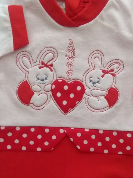 image baby footie bunnies AMOUR. Colour red, size 3-6 months 3